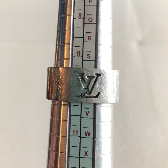 LOUIS VUITTON Cut Out Burg Champs Elysees Silver Plated Ring Unisex Sz L 10-1/4 - Picture 10 of 17